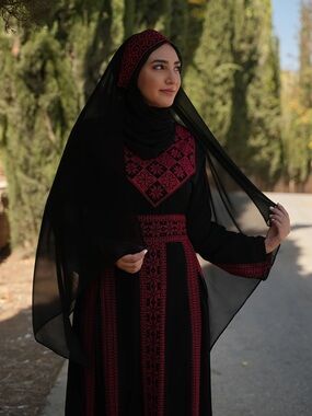 Black Palestinian Tatreez Khirka